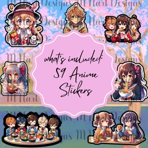 Anime Sticker PNG Pack, Anime Sticker Set, Anime PNG, Anime SVG, Sticker Design, Anime Clipart Bundle, cricut files, print cut stickers
