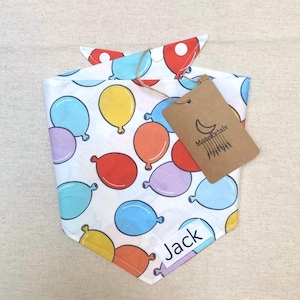 Birthday Balloon Dog Bandana: Cotton Snap-On Scarf