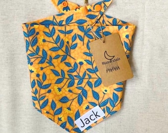 Pañuelo para perro: Pañuelo para perro con flores amarillas • Cuello personalizado para mascotas • Pañuelo para gato • Pañuelo para perro con flores vintage • Pañuelo para perro personalizado