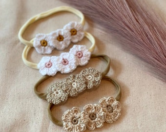 Crochet daisy headband Baby Daisy hair clip Crochet crown Newborn flower crown Boho Daisy headband knit Daisy hair clip Crochet flower clip