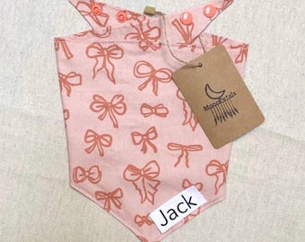 Bow Dog Bandana • Coquette Dog Bandana • Pink Dog Bandana Personalized • Pink Dog Bandana • Pink Dog bandana with snap • Dog Bandana Spring