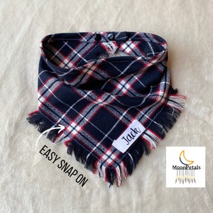 Plaid Dog Bandana: Personalized Frayed Flannel Neckwear