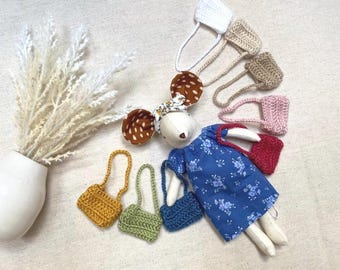 Maileg Mouse Doll Purse Crochet Purse for Doll Mouse Doll Small Purse Dollhouse Mouse Small Bag Crochet Bag Small Doll Bag Crochet Purse