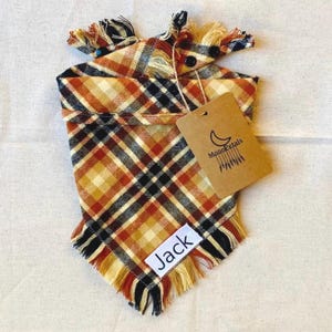 Dog Bandana • Plaid Dog Bandana • Flannel Dog Bandana Yellow • Yellow plaid dog bandana • Personalized Dog Bandana • Christmas Plaid Bandana