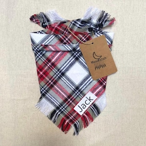 Dog bandana • Plaid dog bandana • Christmas Dog bandana • Red & White dog bandana • Personalized Dog Bandana Flannel Dog Bandana • Holiday