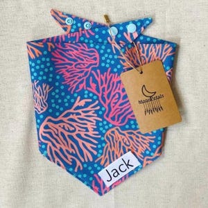 Coral Reef Dog Bandana: Beach Summer Pet Bandanna with Snaps