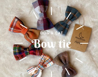Plaid bow tie for dog • Flannel pet bow tie • Dog bow tie • Plaid dog bow tie • Brown dog bow tie • Green pet bow tie • Black dog bow tie
