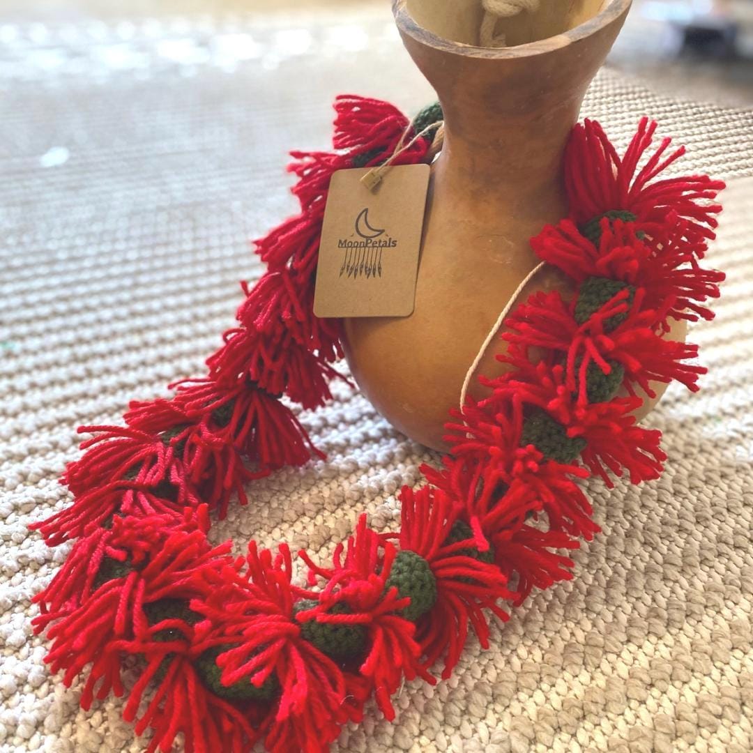 Crochet Ohia Lehua Lei: Hawaiian Flower Garland • Summer Decor