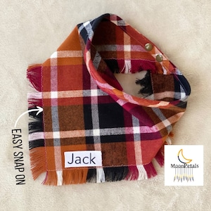Dog Bandana Personalized Dog bandana Black Flannel Dog Bandana Flannel Fringe Dog bandana Snap dog bandana girl Dig bandana boy gift