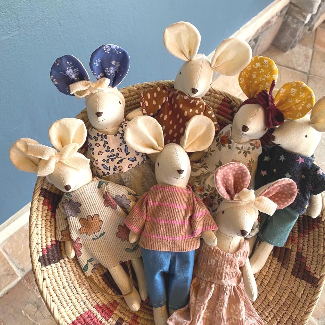 Mouse Doll • Mouse Familly Doll • Dollhouse Mouse • Miniature Doll • Plush Mouse Doll • Mice Stuffed Doll • Tilda Mouse Doll •