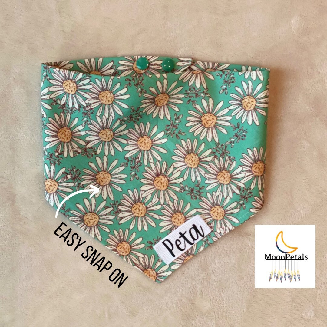 Dog Bandana Vintage Dog Bandana Green Flower Puppy Bandana Etsy