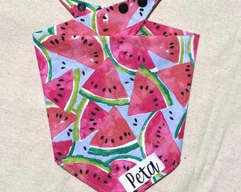 Watermelon Dog Bandana • Personalized Dog bandana • Summer Dog Bandana • Beach Dog Bandana • Custom name Pet Bandana • Fruit Dog Bandana