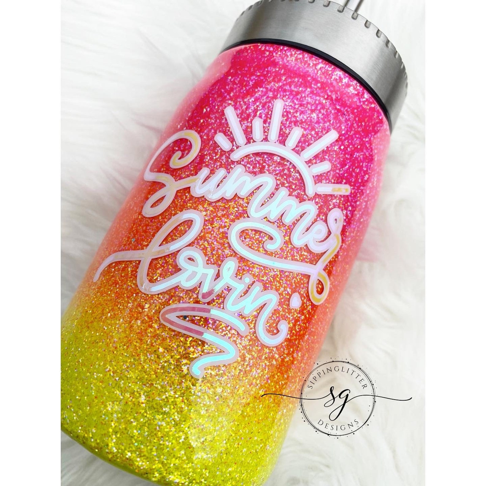 Summer Tumbler neon glitter tumbler summer glitter tumbler Etsy
