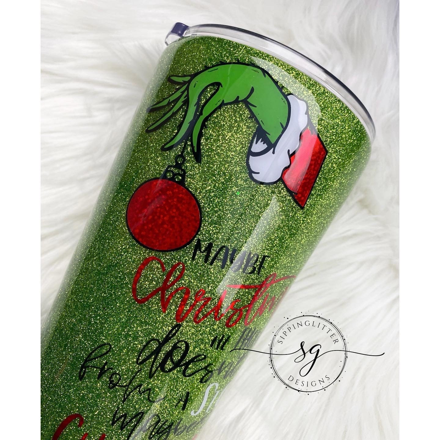 Grinch glitter Christmas tumbler | Etsy