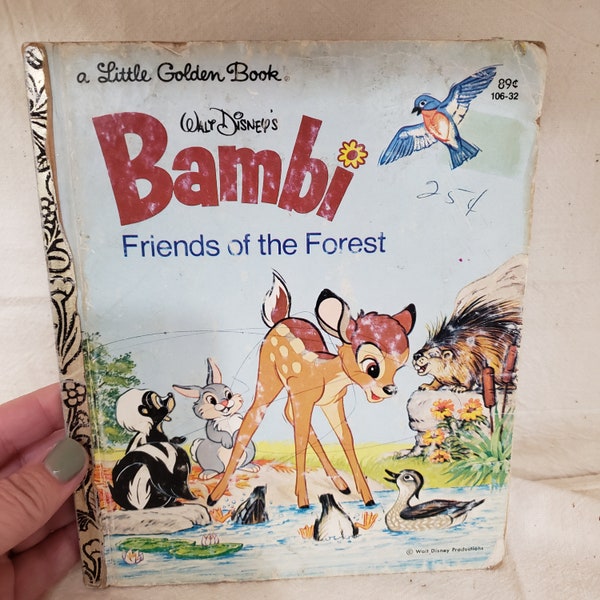 Bambi Friends of the Forest Little Golden Book Children's 1970's Hardcover Vintage Book Collector Nursery Decor Toddler Bedroom Walt Disney