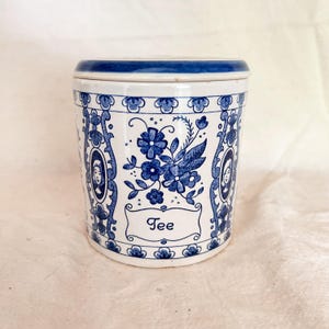 Vintage Delftware Tea Canister: Hand-Painted Porcelain Coffee Storage Jar