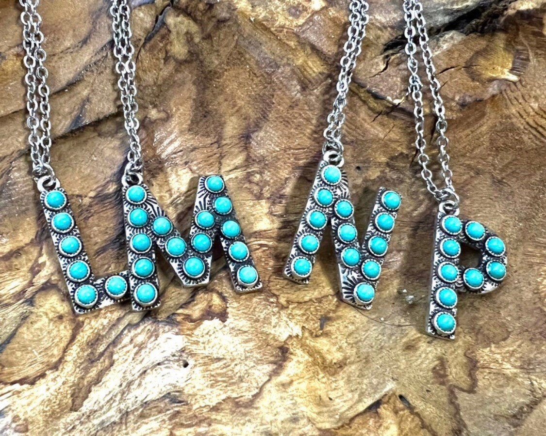 Turquoise Initial Necklace Etsy Australia