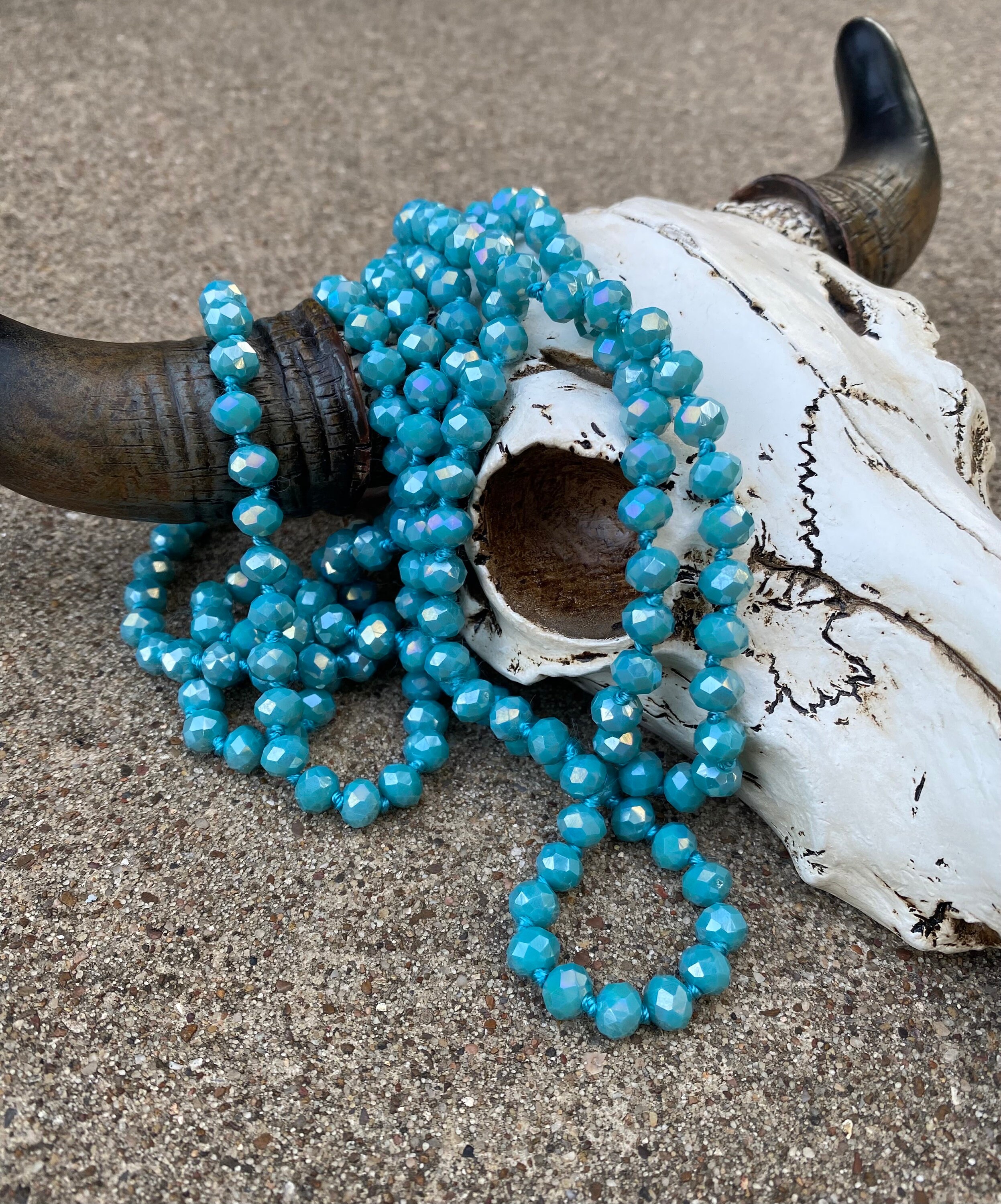 60 Inch Knotted Crystal Necklace Etsy
