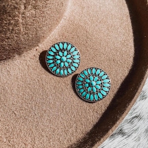 Turquoise/Black/Red Cluster Earrings