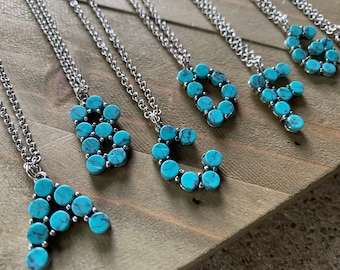 Turquoise Initial Necklace