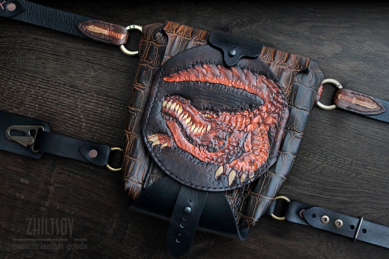Motorcycle Purse Leather Thigh Pouch Shoulder Bag Handbag with \u0421rocodile Embossing Unisex