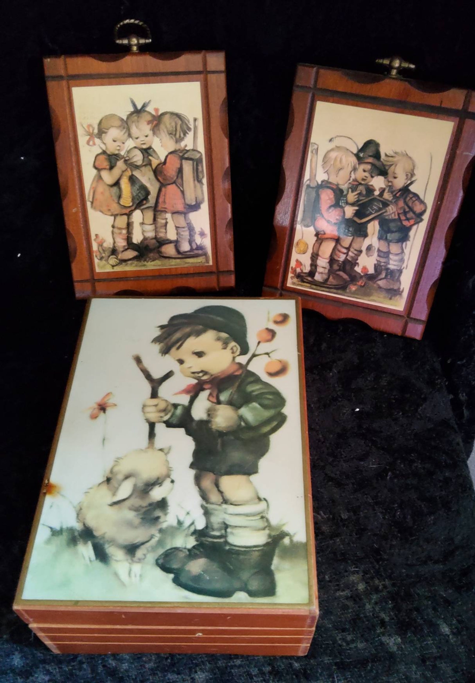 Vintage Large Hummel Music Box Jewelry Box and Two Plaques Etsy