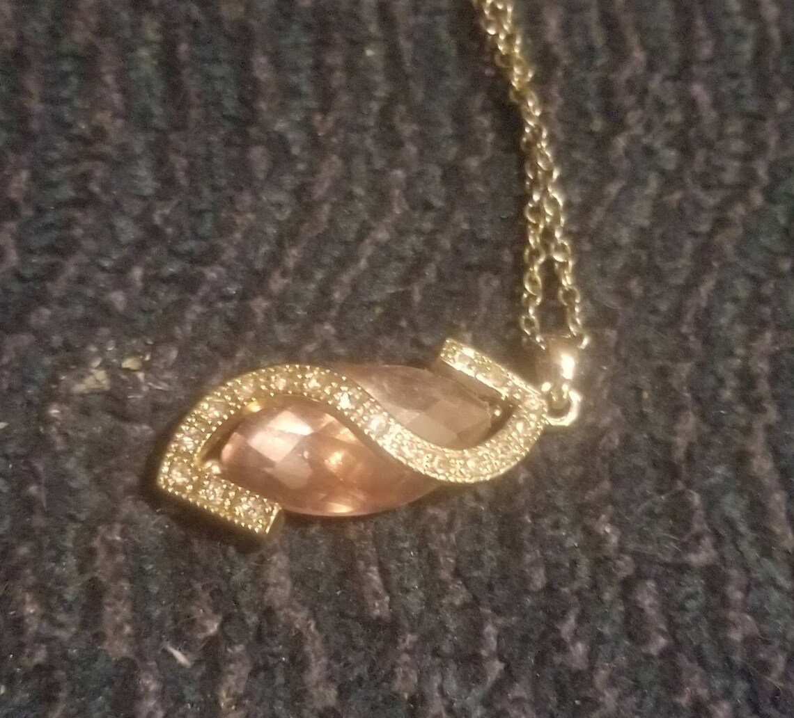 Vintage Charm Necklace With Lavender Stones Wrapped in Clear Etsy