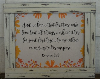 Framed Romans 8:28 Print, Bible Verse Wall Art, All things work together for good,  Farmhouse Decor