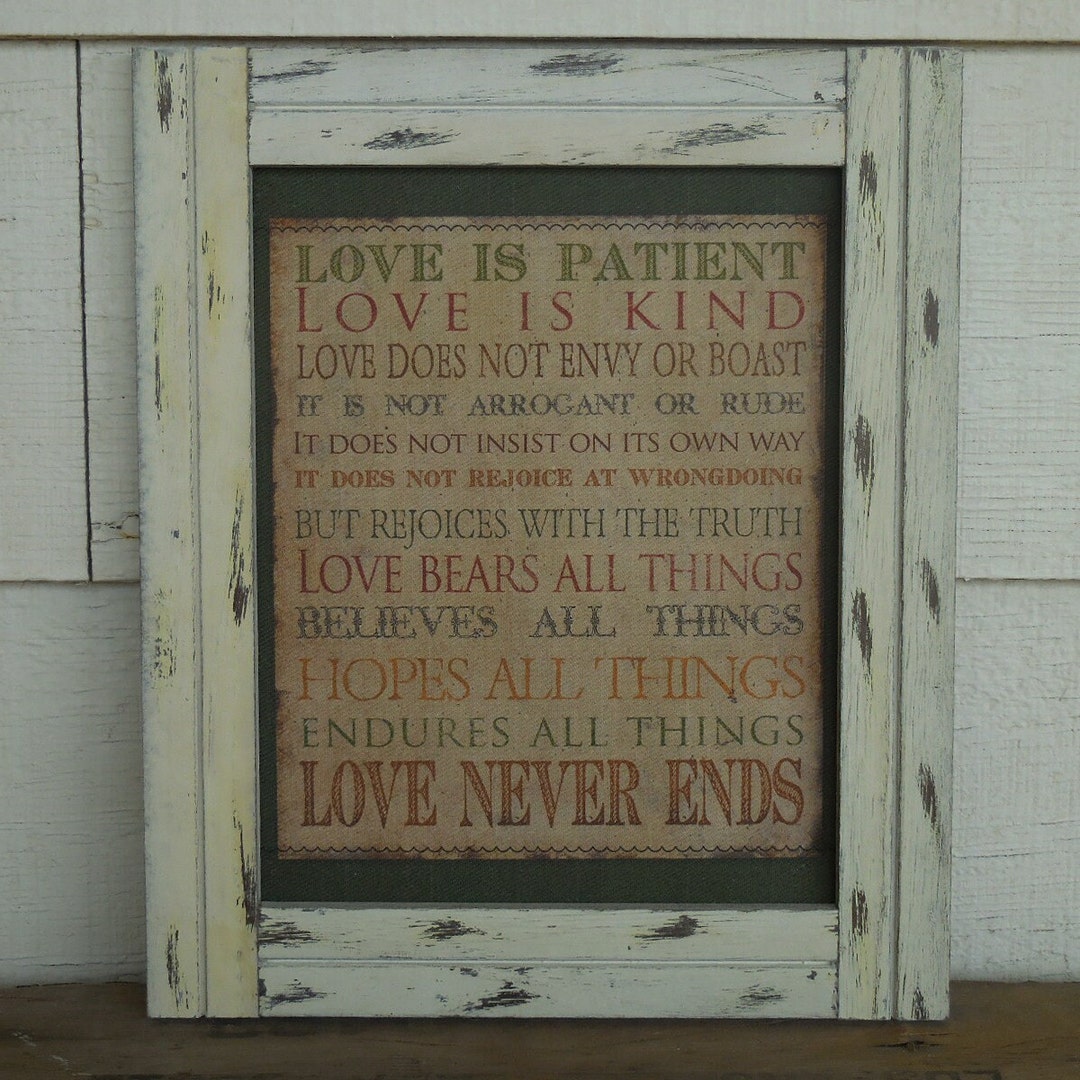 1 Corinthians 13 Framed Print, Bible Verse Wall Art, Love is Patient ...