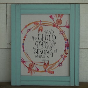 Luke 1 Framed Wall Art, Framed Bible Verse, Luke 1:80 nursery print, Framed Scripture Print