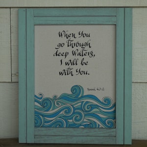 Isaiah 43 Framed Wall Art, Framed Bible Verse, Isaiah 43:2 Canvas Print, Framed Scripture Print