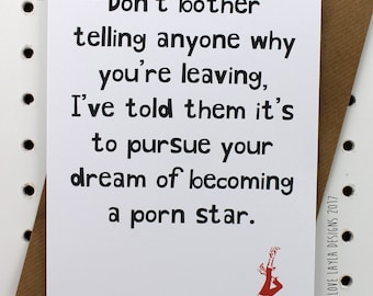 Porn Star - New Job and Retirement cards