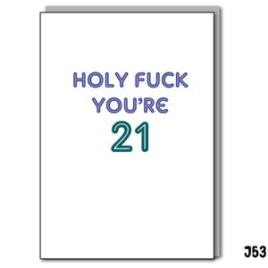 Twenty-one, Birthday Card, Funny Birthday Card, Sweary Birthday Card, Greeting Cards, Funny Card, Funny Gifts, Birthday Gift, Hilarious Card