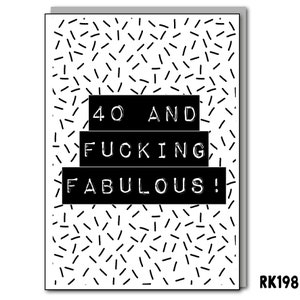 Forty, 40, Birthday Card, Funny Birthday Card, Swearing Card, Greeting Cards, Funny Cards, Funny Gifts, Birthday Gift, Hilarious Cards