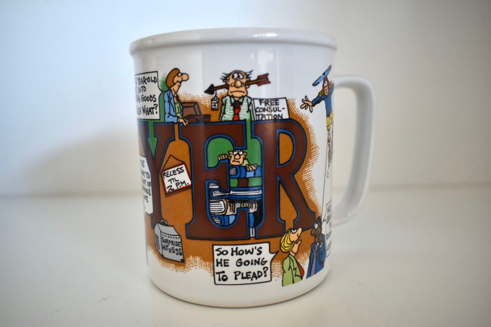 Vintage LAWYER Mug/cup Peter 1986 Treasure Masters Comics - Etsy