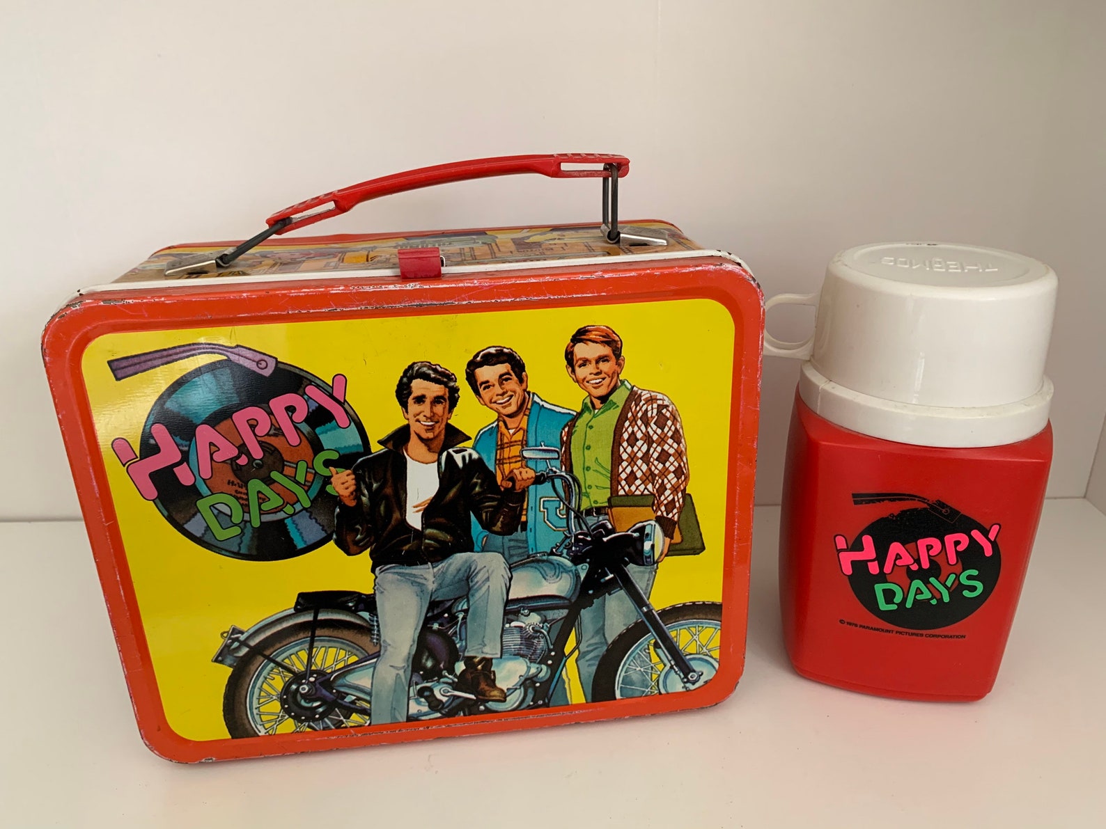 Vintage Metal Lunch Box Happy Days 1976 W/Thermos Arnolds Etsy