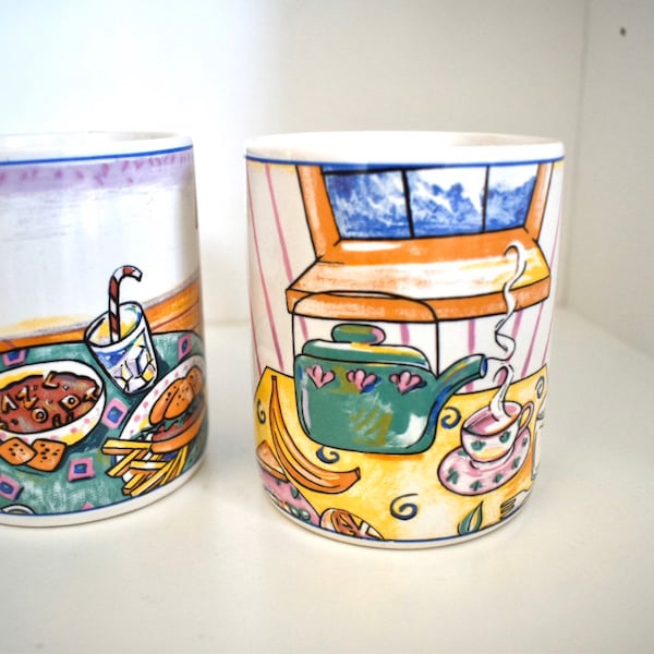 90's FF Fitz & Floyd Coffee Mug Cup Habitat Americana “It’s Mealtime” 12 oz , (1995)