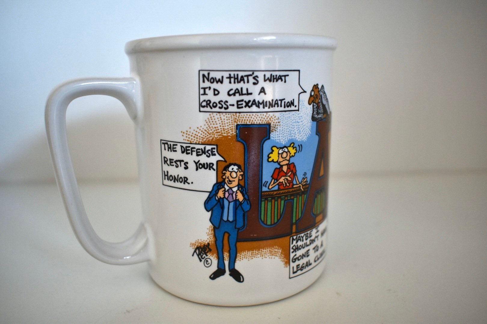 Vintage LAWYER Mug/cup Peter 1986 Treasure Masters Comics - Etsy