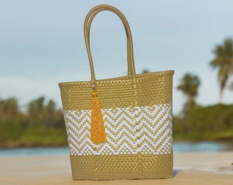 Magnifique sac en plastique doré fabriqué à Oaxaca