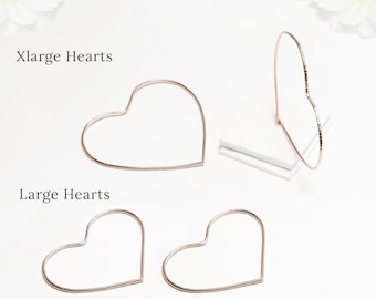 Boucles d’oreilles en or rose, ligne martelée, sœur mère fille boucles d’oreilles cadeau pour maman, son, délicats cerceaux ouverts | Cerceaux cardiaques