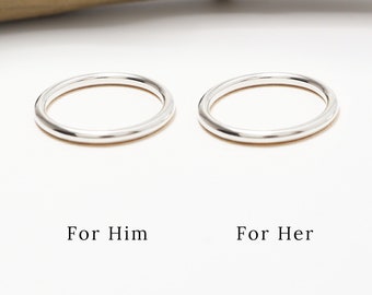 Matching Couple Ring, Silver Ring Set, 2mm, Silver Couple Ring, Promise Rings, Dainty Wedding Band Ring, His & Her Rings, 925| Eternal Rings