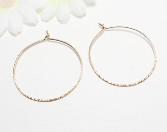 Large Line Hammered Hoop Earrings, Minimalist Earrings, Thin Gold Hoop Earrings, Delicate Earrings, Silver Hoop Earrings | Minute Hoops