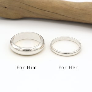 Couple Ring Set, Sterling Silver Couple Rings, His Her Promise Ring For Couple, Matching Wedding Band, Wedding Ring Set, Couple Gift |