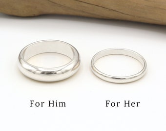 Couple Ring Set, Sterling Silver Couple Rings, His Her Promise Ring For Couple, Matching Wedding Band, Wedding Ring Set, Couple Gift |