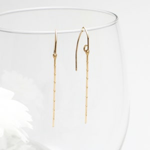 Dainty Minimalist Marquise Earrings, Gold Textured Hoops Earrings, Delicate Drop Earrings, 14K Gold Filled Dangles, Gift | Evermore Earrings