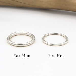 Couple Ring Set (3mm, 1.6mm), Sterling Silver Couple Rings, His Her Promise Ring For Couple, Matching Wedding Band, Wedding Ring Set Gift