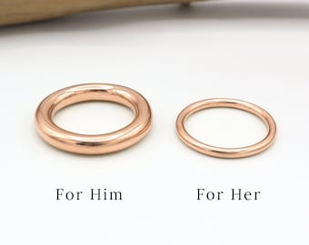 Parringsset (4 mm, 2 mm), Roséguldringar för par, Hans-hennes-löftesring för par, Matchande vigselring, Vigselringsset, Gåva för par |