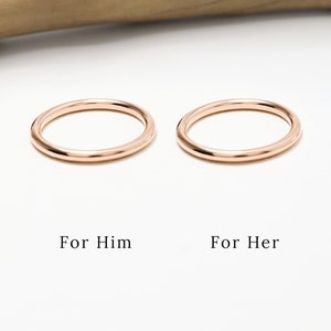 Matching Couple Ring, Rose Gold Ring Set, 2mm, Couple Ring, Promise Rings, Dainty Wedding Band Ring, His & Her Rings, 14K | Eternal Rings