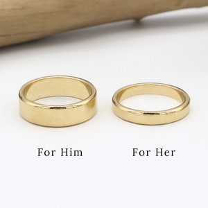 Couple Ring Set, Couple Rings Gold, Beveled Edge, His Her Promise Ring For Couple, Matching Wedding Band, Wedding Ring Set, Couple Gift