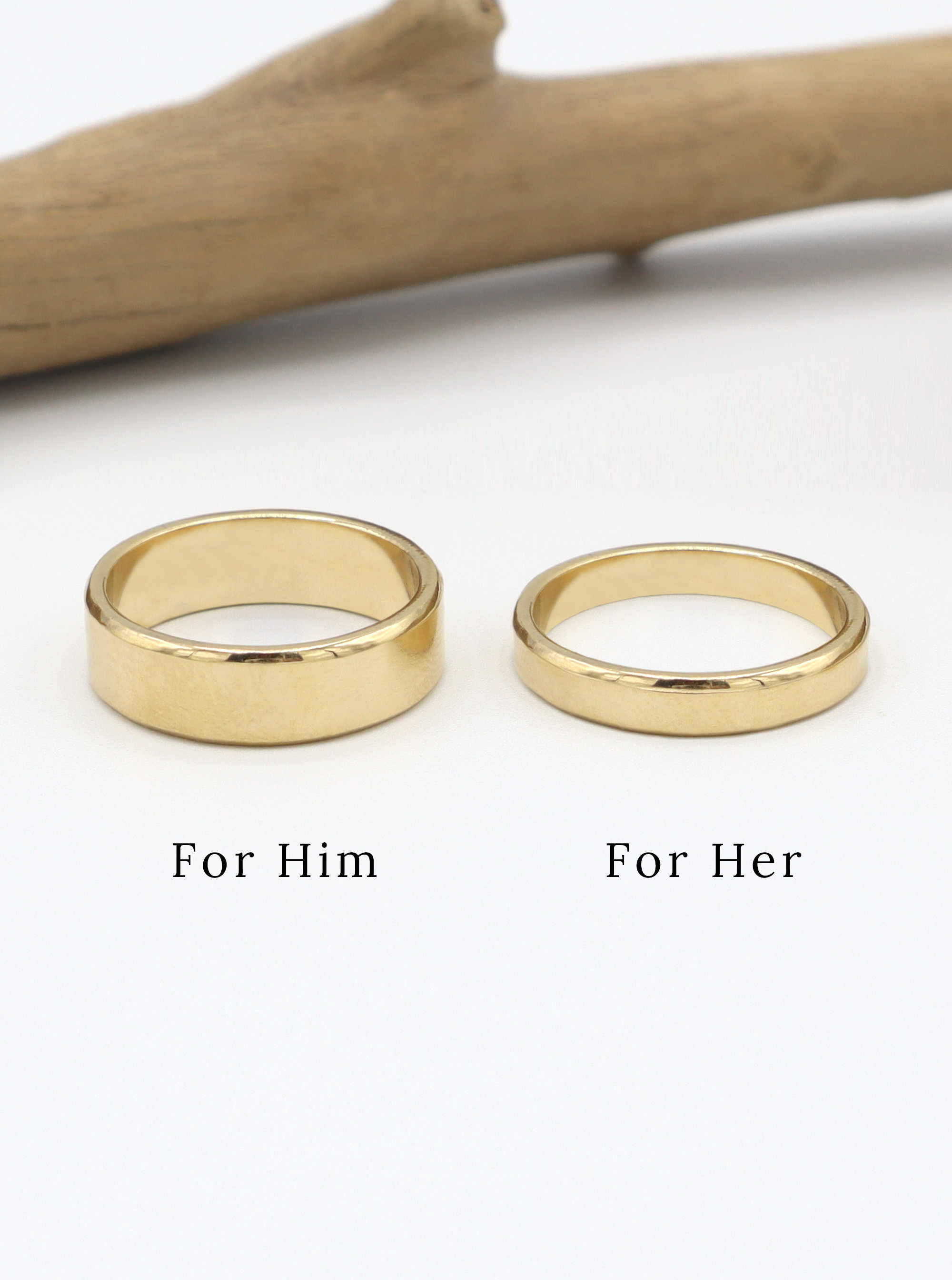 Small Couple Rings Couple Ring Set, Couple Rings Gold, Beveled Edge, His Her Promise Ring ...